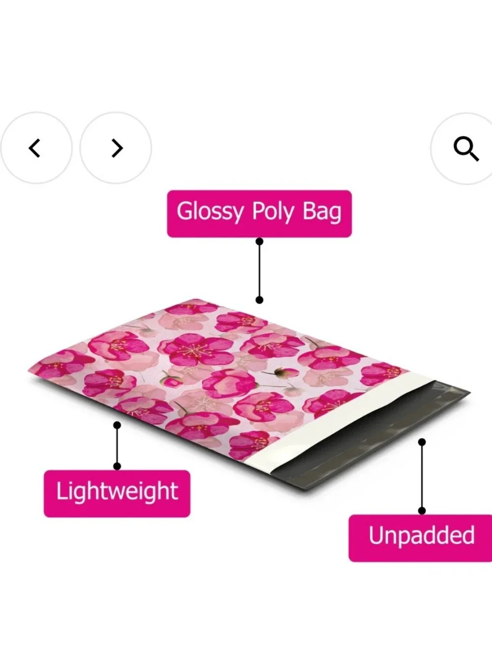 Designer Pink Poppies Polymailers 20 10× 13 Inches